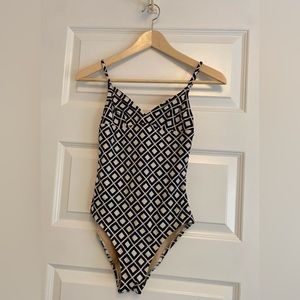 Jcrew blue and cream one piece bathing suit. Size XS.
